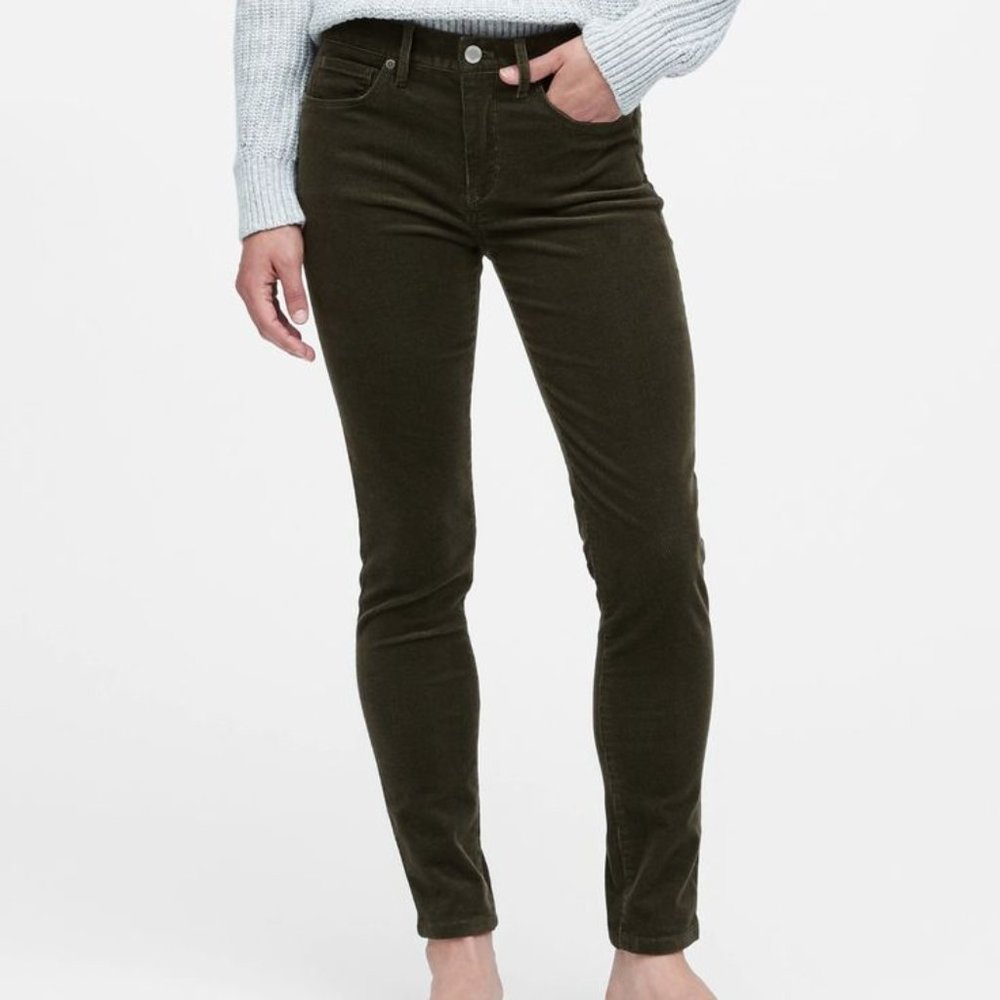Banana Republic Mid-Rise Corduroy Pant Green Sz 27